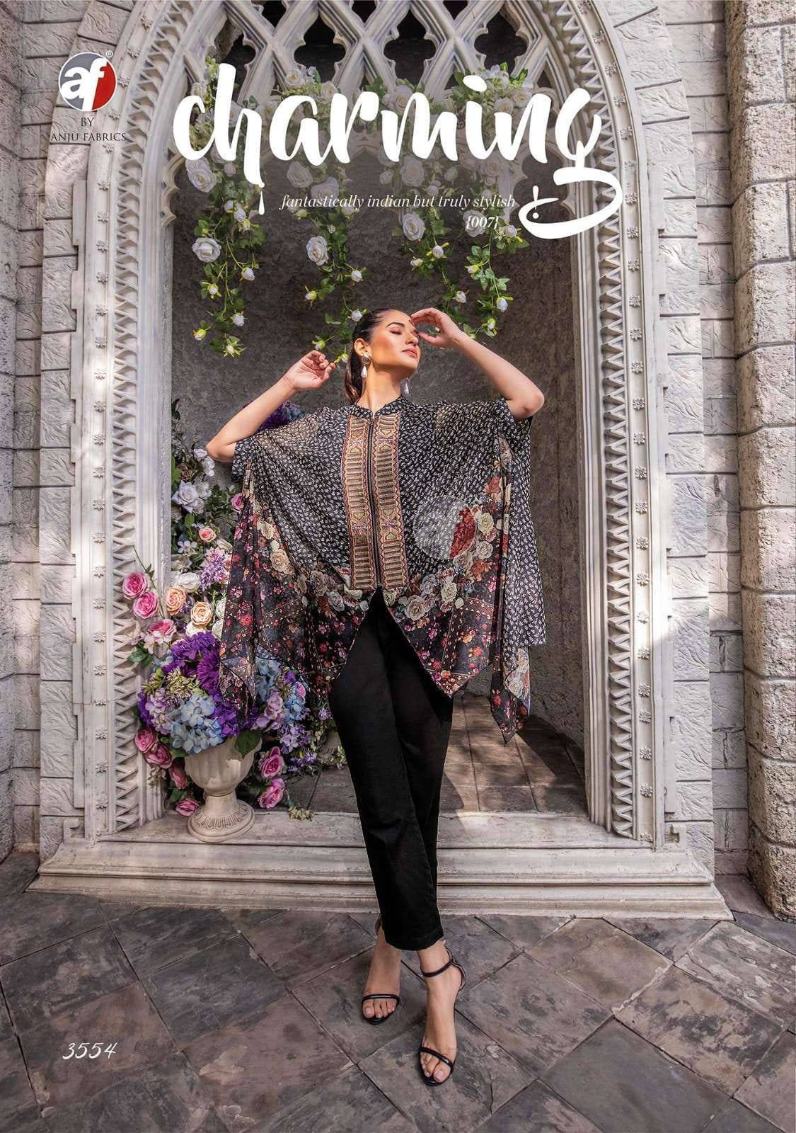 Cape style  by Anju fabrics 5551 TO 5555 SERIES Indian PRINTED VISCOSE party wear designer Cape style kaftan At Wholesale Price